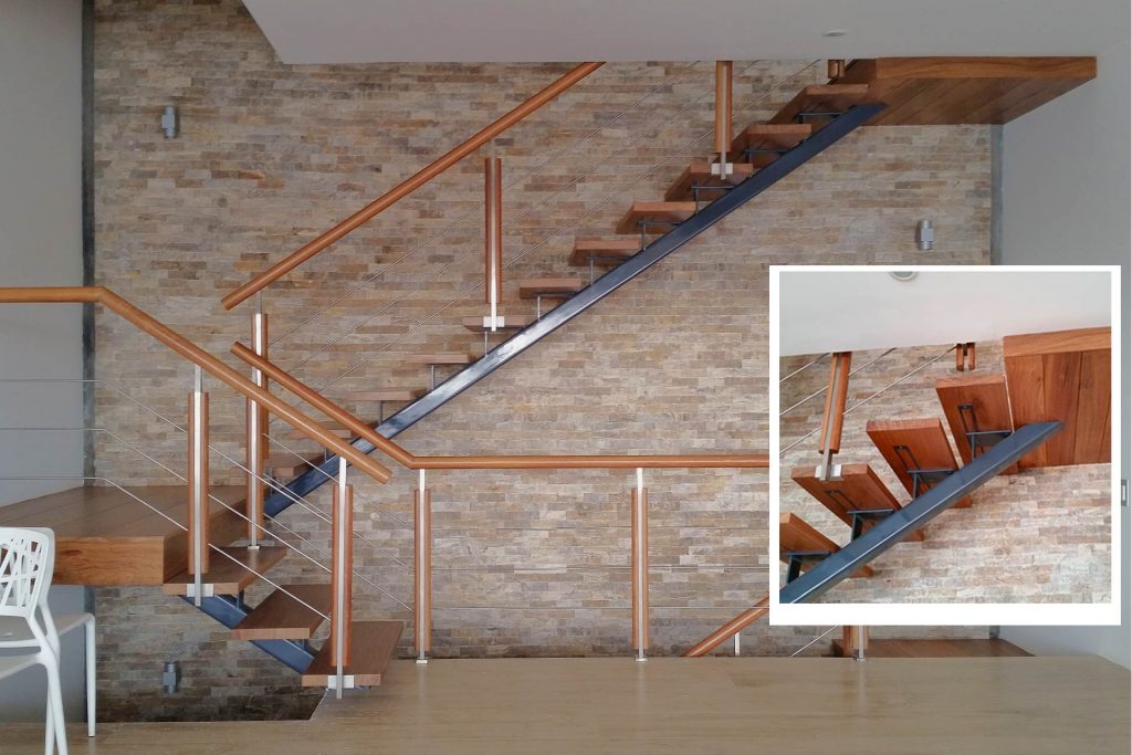 Escalera metalica con viga central